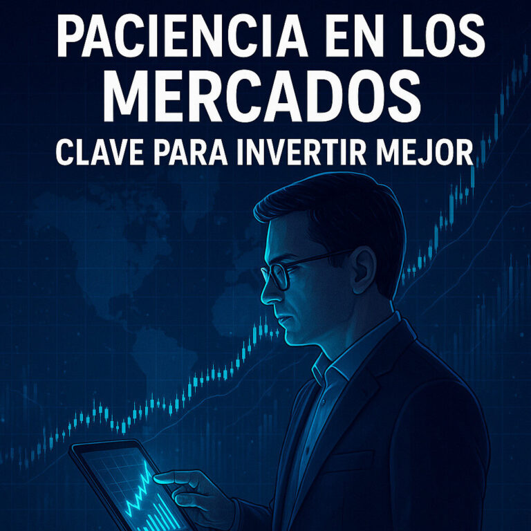 Inversor analizando el mercado con paciencia y visión a largo plazo